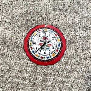 Red Floral Ceramic Digital Wall Clock